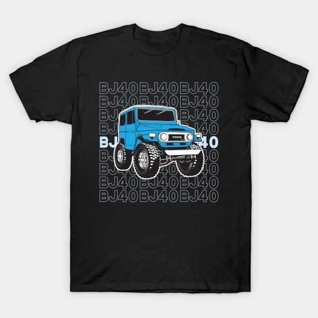 BJ40 Stacked in Blue T-Shirt by Bulloch Speed Shop